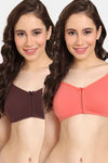 Rosaline Cyber Grove Everyday Double Layered Non Wired 3/4th Coverage T-Shirt Bra (Pack of 2) - Multicolor — thumbnail 1